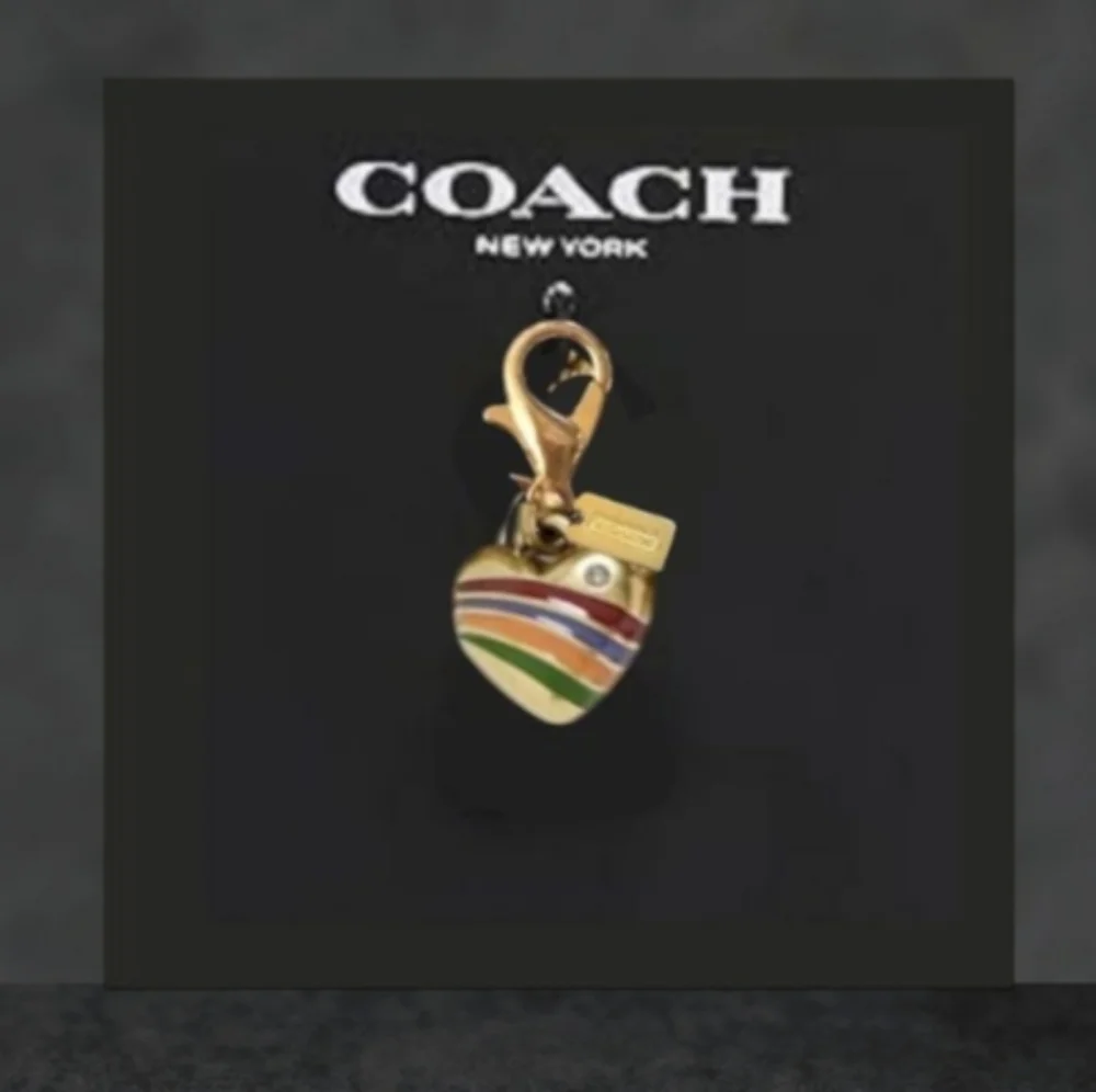 Coach Multicolor Striped Heart Keychain - Picture 1 of 1